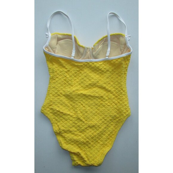 MODA International Yellow Textured 1 Piece Swimsuit - Sz 8B - NEW - Picture 7 of 10
